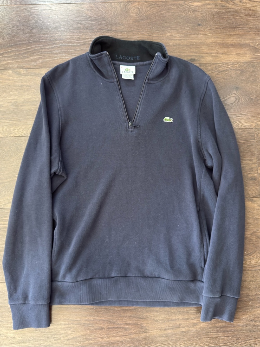 Lacoste Men’s Quarter Zip Pullover Sweatshirt Navy Blue Size 6